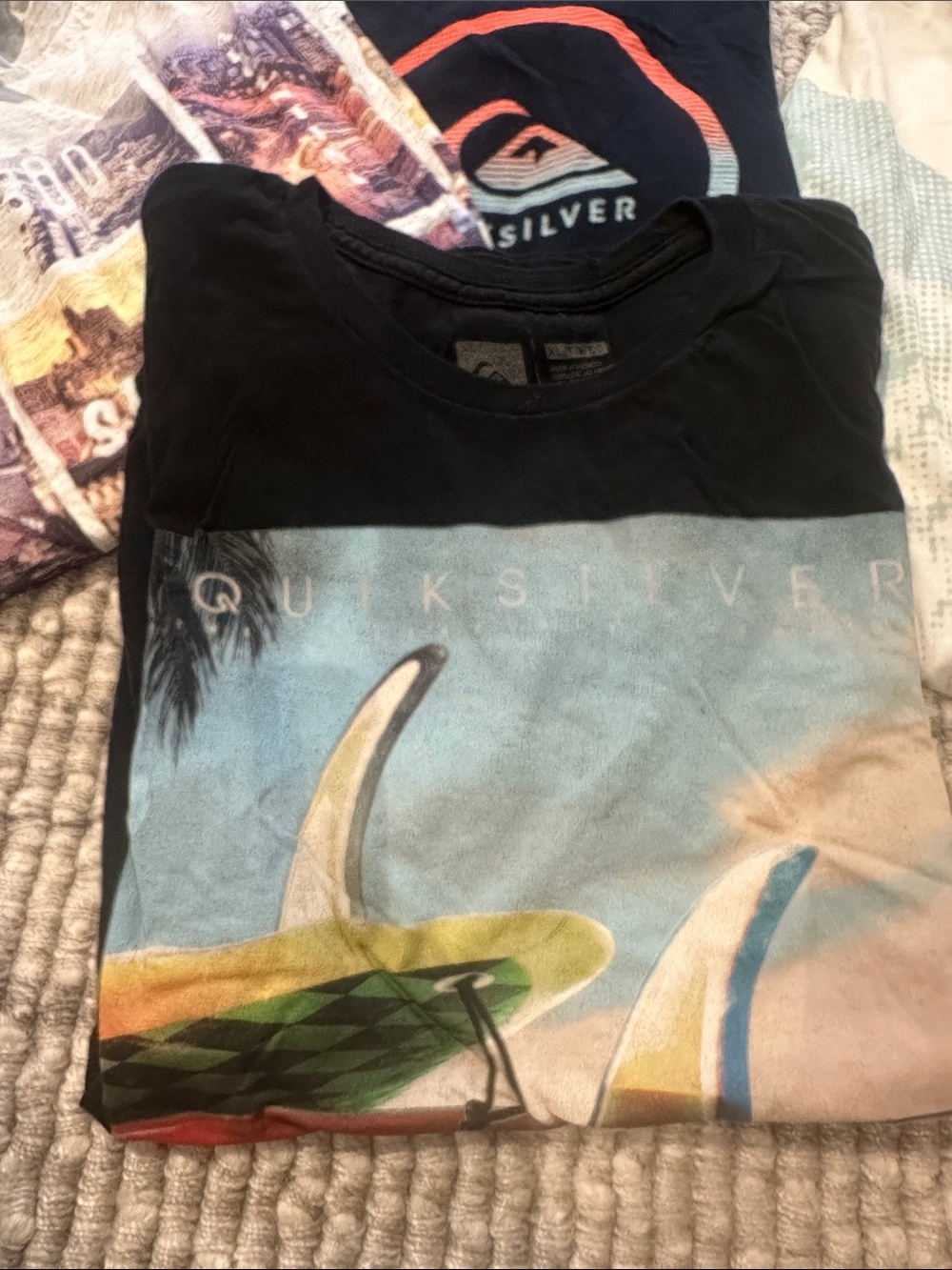 Quiksilver Black Surf Graphic Short-Sleeve Tee with Blue and Tan Accents - Picture 2 of 5